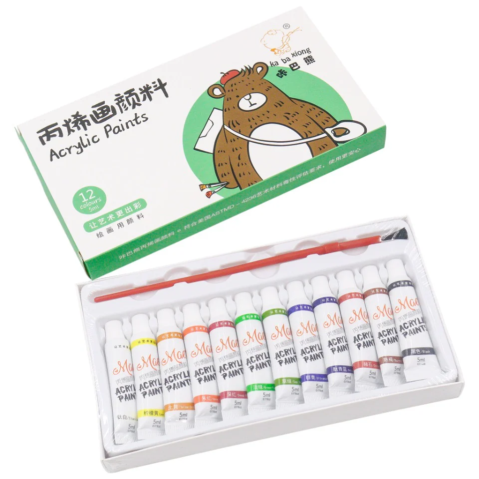 12 Colors Acrylic Paint Set 5ml - Image 2
