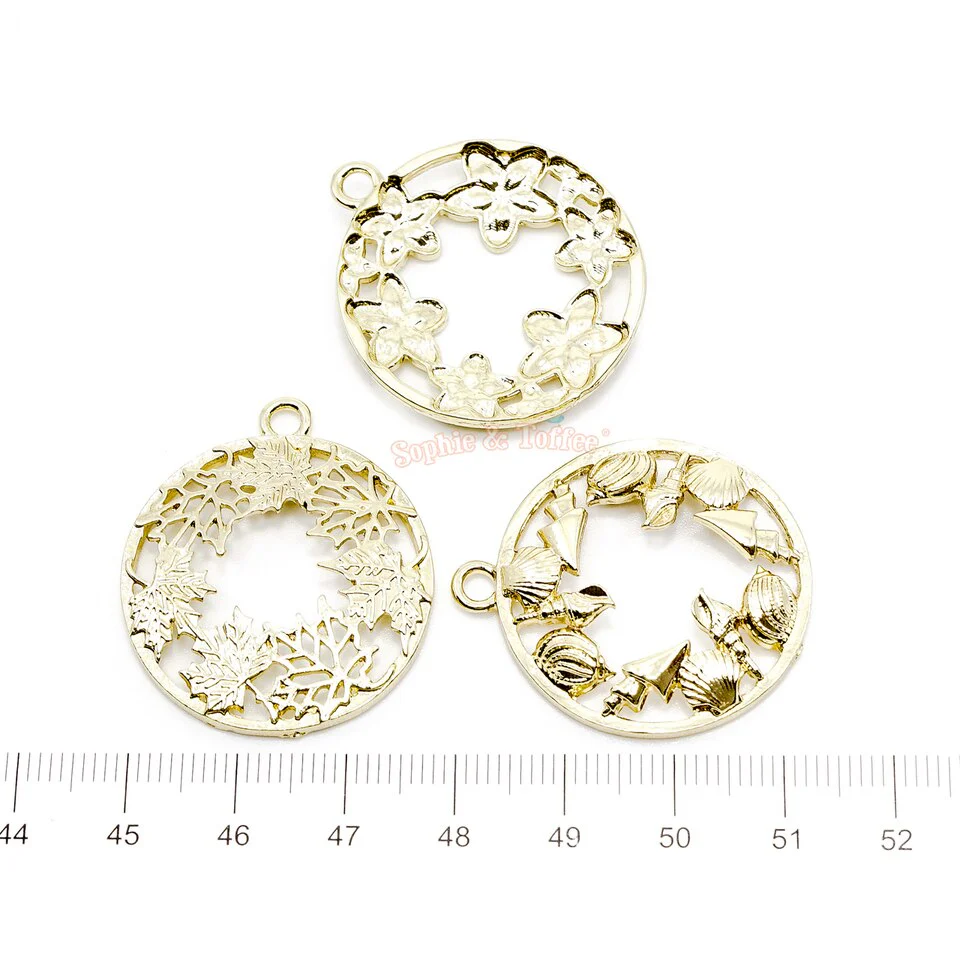 Assorted Circle Frame Theme Open Bezel Gold Set (9 pieces) - Image 2