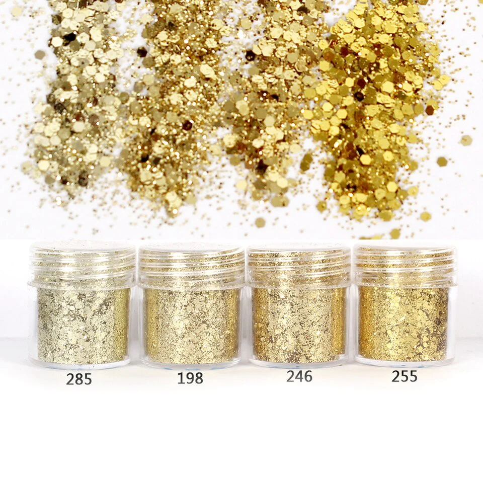 Gold Colours Hexagon Glitter Set