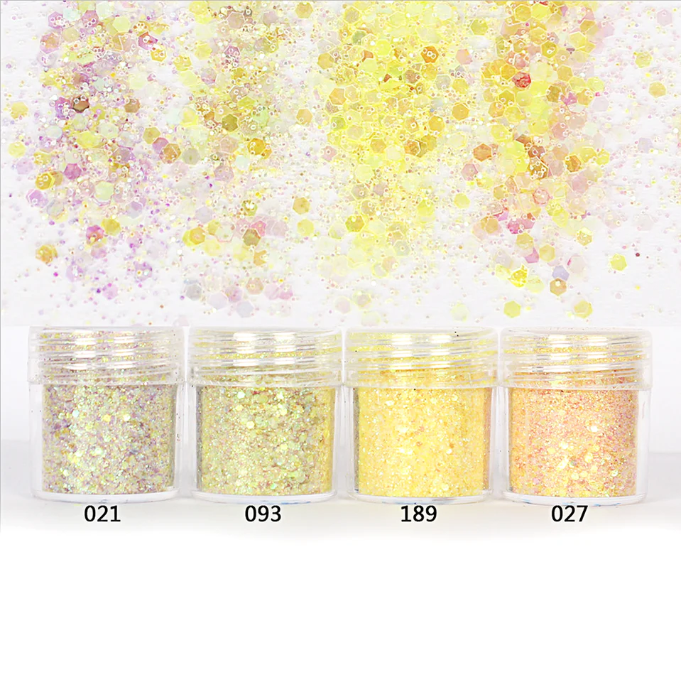 Iridescent Yellow Colours Hexagon Glitter Set (4 pieces)