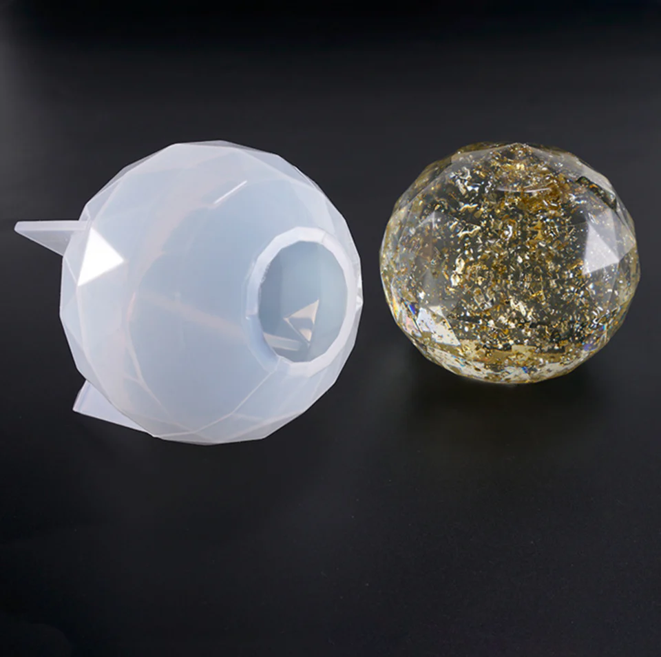 Large Faceted Crystal Sphere Silicone Mold