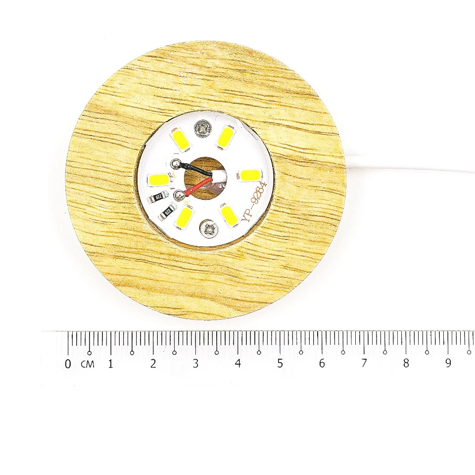 Round Wooden Base LED Light with Switch - Image 4