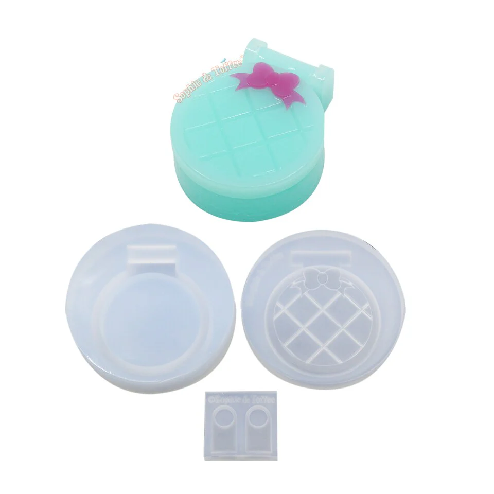 Round Checkered Trinket Box Silicone Mold